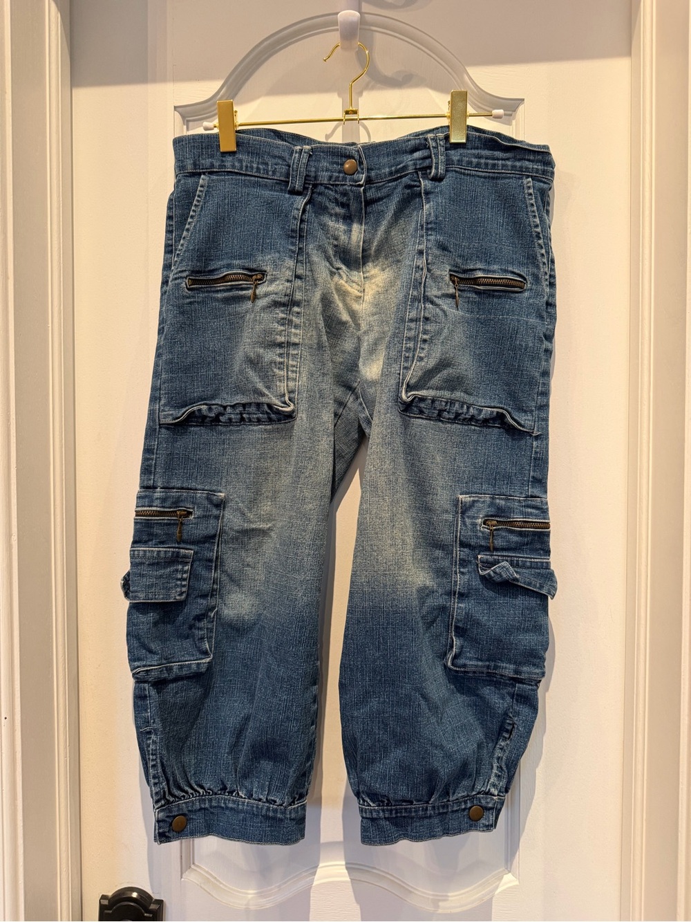 Bebe women's vintage Blue Cargo Denim Pants